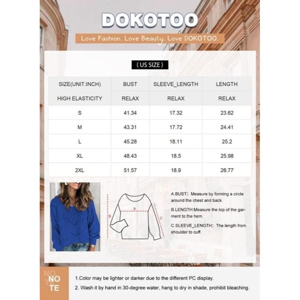 Women's Green Cute Elegant Soft Crew Neck Long Sleeve Knit Pullover Sweaters - Picture 6 of 6